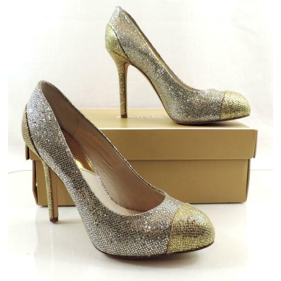 Women's Shoes Michael Kors Sinclair Pump Cap Toe Stiletto Heels Silver Size 7.5 - Picture 5 of 8